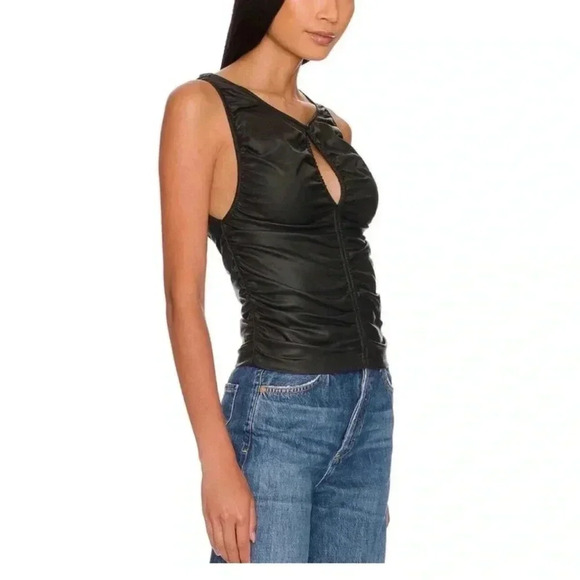 Free People Ride Along Ruched Crop Tank in Black Size Small - Picture 4 of 11